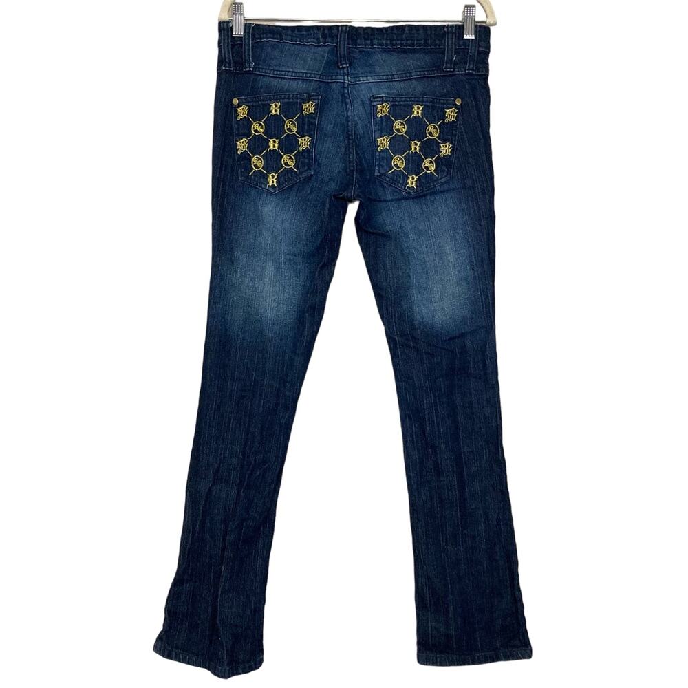 Brooklyn Girl Skinny Kick Jeans Low Rise Gold Embroidery Back Pockets Size 7